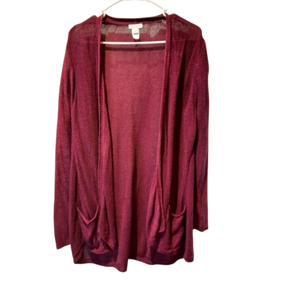 J.Jill Sweater Womans Large Purple Linen Blend Woven Preppy Neutral Bohemian